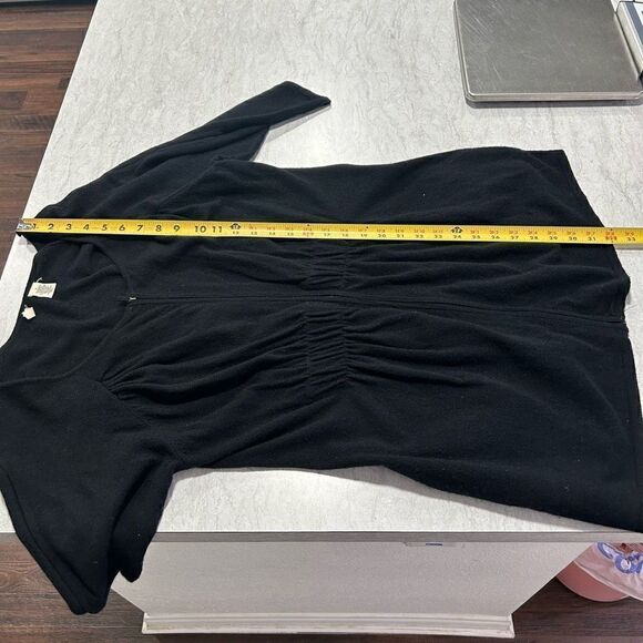 Moth Anthropologie Black Full Zip Wool Angora Short Sleeve Cardigan Size XL - Picture 10 of 13